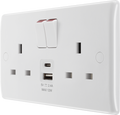 BG 822UAC12 Nexus White Moulded Double Switched Socket w/ USB A + C (12W)