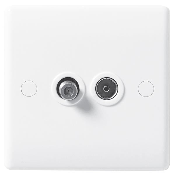 BG 865 Nexus White Moulded 2-Gang Satellite + Co-axial Socket