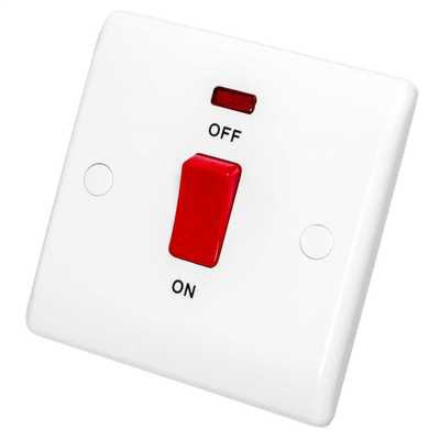 BG 874 White Nexus Moulded 45A Square Cooker Control Unit with Neon