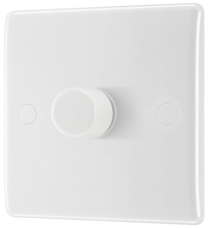BG 881 Nexus White Moulded Intelligent 200W 1-Gang Dimmer Switch, 2-Way Push On-Off