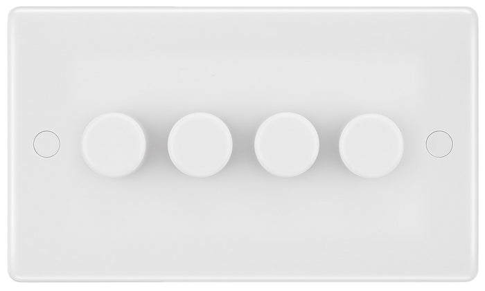 BG 884 Nexus White Moulded Intelligent 400W 4-Gang Dimmer Switch, 2-Way Push On-Off