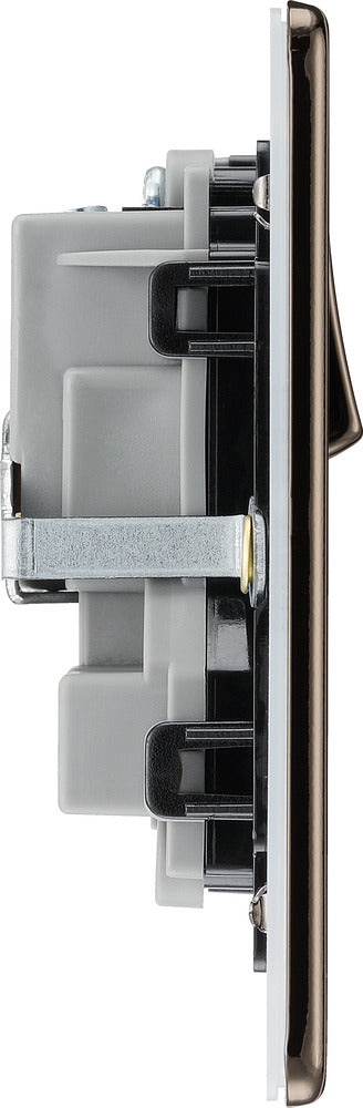 BG FBN22B Screwless Flatplate Black Nickel Double Switched 13A Power Socket