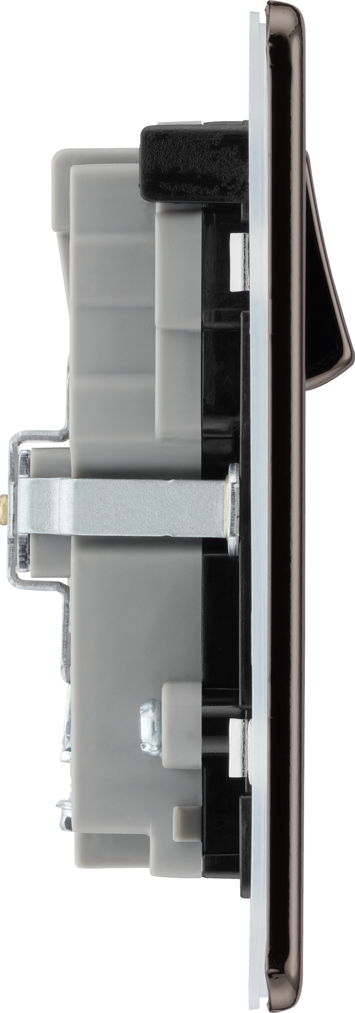 BG FBN22UAC22B Screwless Flatplate Black Nickel Double Switched Single Pole Socket with USB A+C (22W)