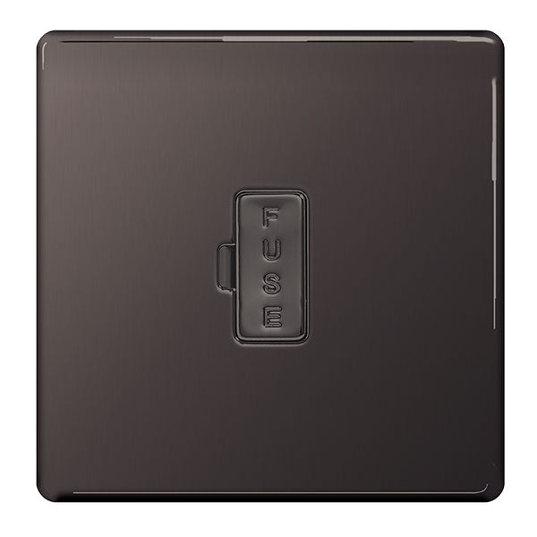 BG FBN54 Screwless Flatplate  Unswitched 13A Fused Conn. Unit in Black Nickel