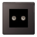 BG FBN61 Screwless Flatplate Black Nickel Double Co-Axial Socket for Tv or FM  Aerial Connection