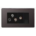 BG FBN68 Screwless Flatplate Black Nickel Triplex (TV-FM-SAT) + Return & Tel. Socket