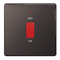 BG FBN74 Screwless Flatplate Black Nickel 45A Square Cooker Control Unit, With Power Indicator