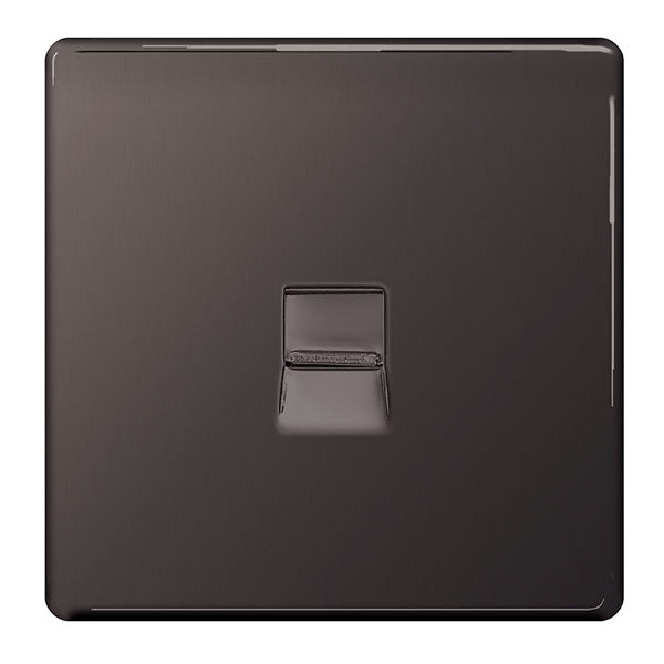 BG FBNBTM1 Screwless Flatplate Black Nickel 1 Gang Master Telephone Socket