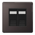 BG FBNRJ452 Screwless Flatplate Black Nickel 2 Gang RJ45 Socket with ID Window