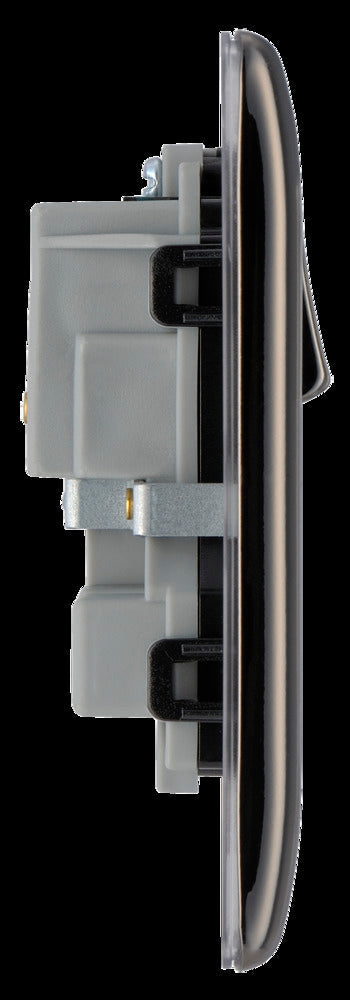 BG NBN22B Nexus Metal Black Nickel Double Switched 13A Power Socket