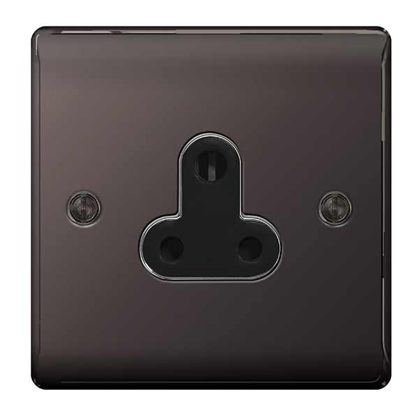 BG NBN29B Nexus Metal Black Nickel Single Round Pin Unswitched 5A Socket