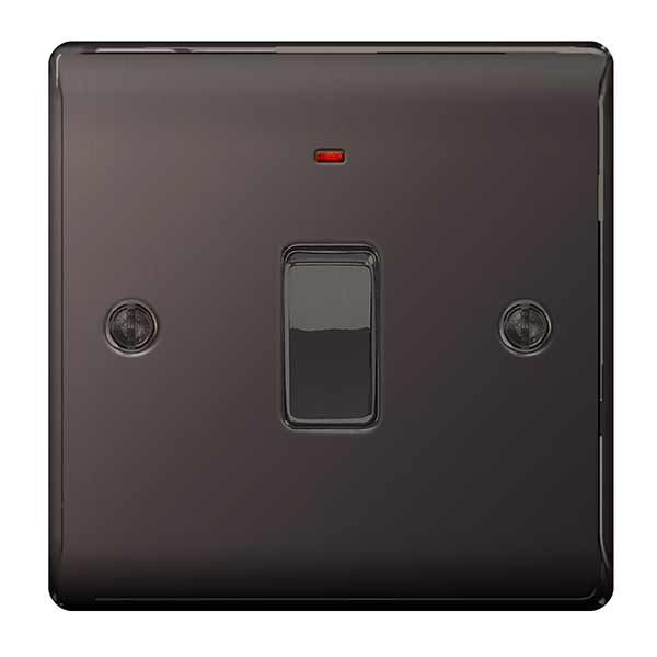 BG NBN31 Nexus Metal Black Nickel Single Switch, 20A With Power Indicator