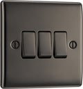 BG NBN43 Nexus Metal Black Nickel Triple Switch, 10Ax 2 Way