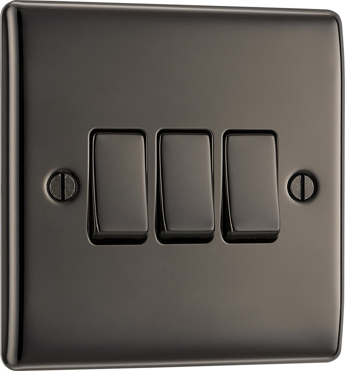 BG NBN43 Nexus Metal Black Nickel Triple Switch, 10Ax 2 Way