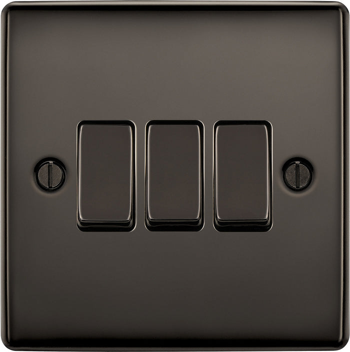 BG NBN43 Nexus Metal Black Nickel Triple Switch, 10Ax 2 Way