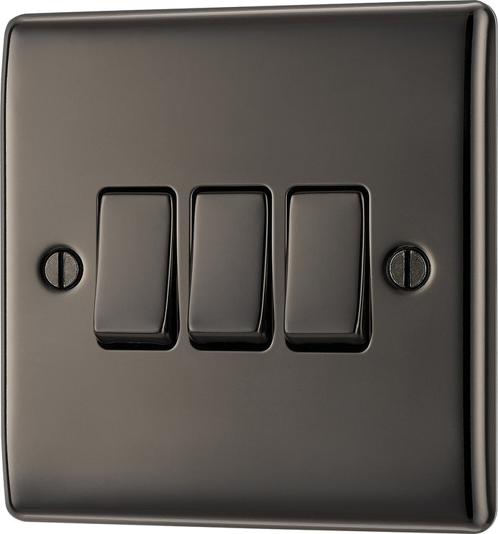 BG NBN43 Nexus Metal Black Nickel Triple Switch, 10Ax 2 Way