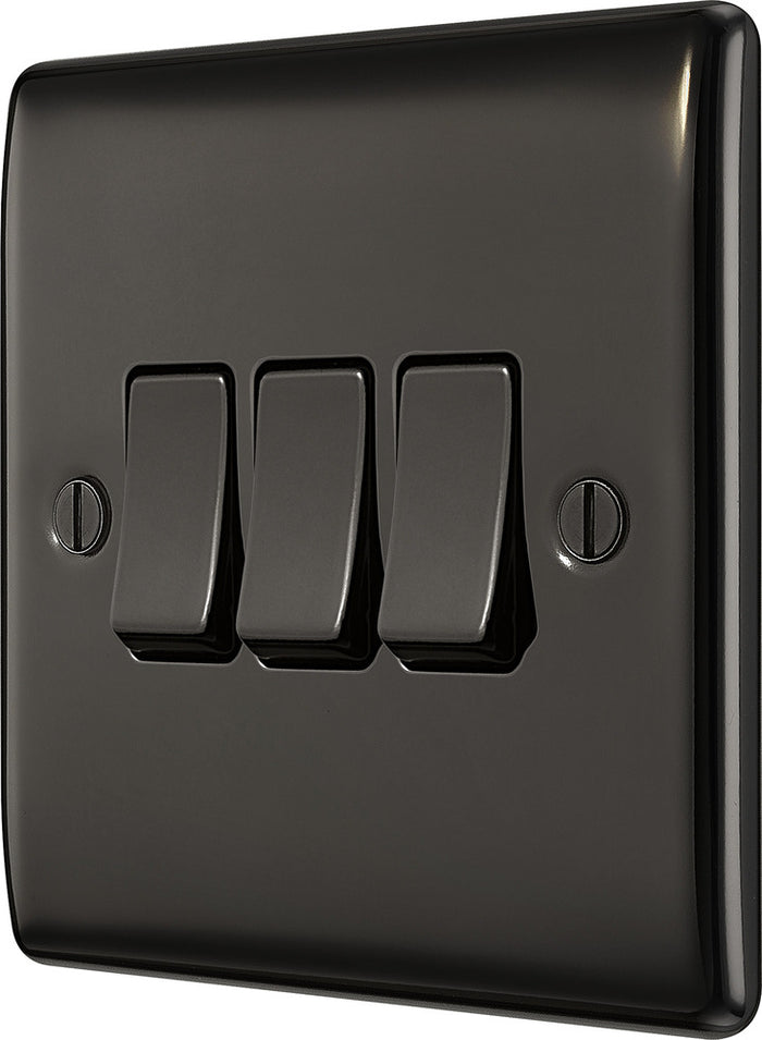 BG NBN43 Nexus Metal Black Nickel Triple Switch, 10Ax 2 Way