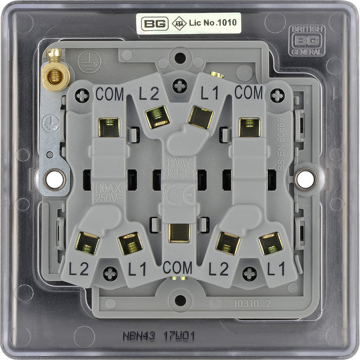 BG NBN43 Nexus Metal Black Nickel Triple Switch, 10Ax 2 Way