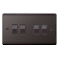 BG NBN44 Nexus Metal Black Nickel Quadruple Switch, 10Ax 2 Way