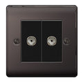 BG NBN61 Nexus Metal Black Nickel Twin Socket for Tv or FM Co-Axial Aerial Connection