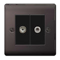 BG NBN65 Nexus Metal Black Nickel Twin Satellite + Co-Axial Aerial Socket