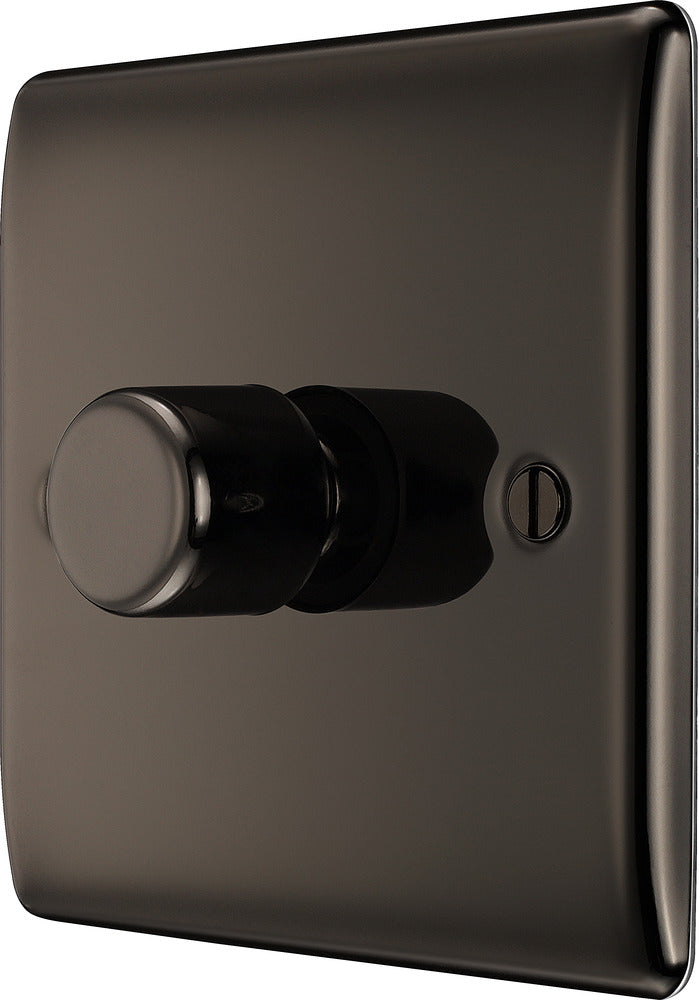 BG NBN81 Nexus Metal Black Nickel 400W Intelligent Single Dimmer Switch, 2-Way Push On-Off