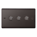 BG NBN83 Nexus Metal Black Nickel Intelligent 400W Triple Dimmer Switch, 2-Way Push On-Off