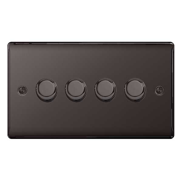 BG NBN84 Nexus Metal Black Nickel Intelligent 400W Quadruple Dimmer Switch, 2-Way Push On-Off