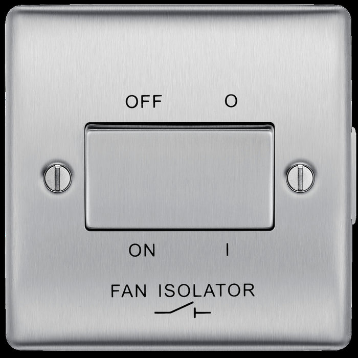 BG NBS15 Nexus Metal Brushed Steel Triple Pole Fan Isolator Switch, 10A