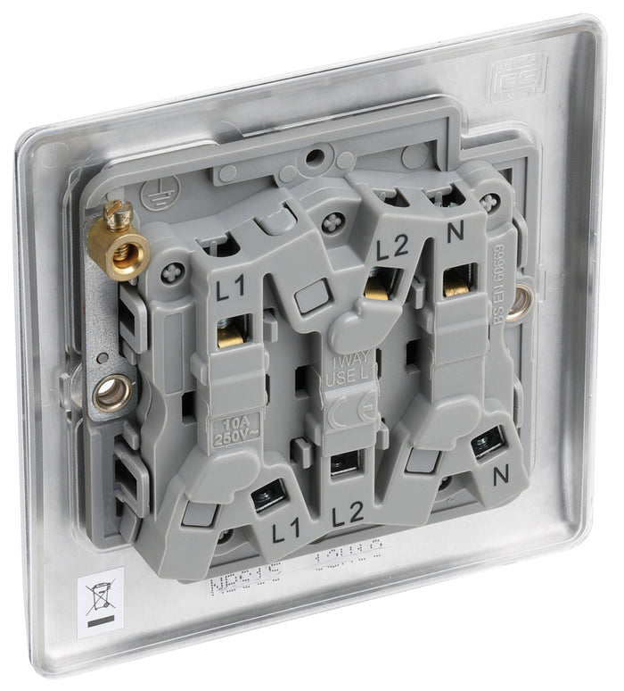 BG NBS15 Nexus Metal Brushed Steel Triple Pole Fan Isolator Switch, 10A