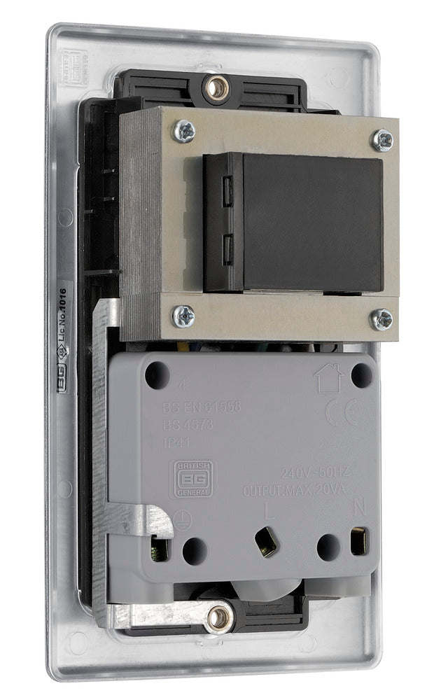 BG NBS20B Nexus Metal Brushed Steel Dual Voltage Shaver Socket