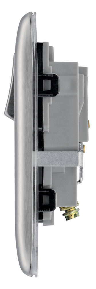 BG NBS21B Nexus Metal Brushed Steel Single Switched 13A Power Socket