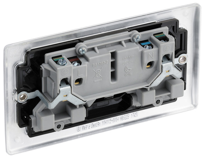BG NBS22B Nexus Metal Brushed Steel Double Switched 13A Power Socket