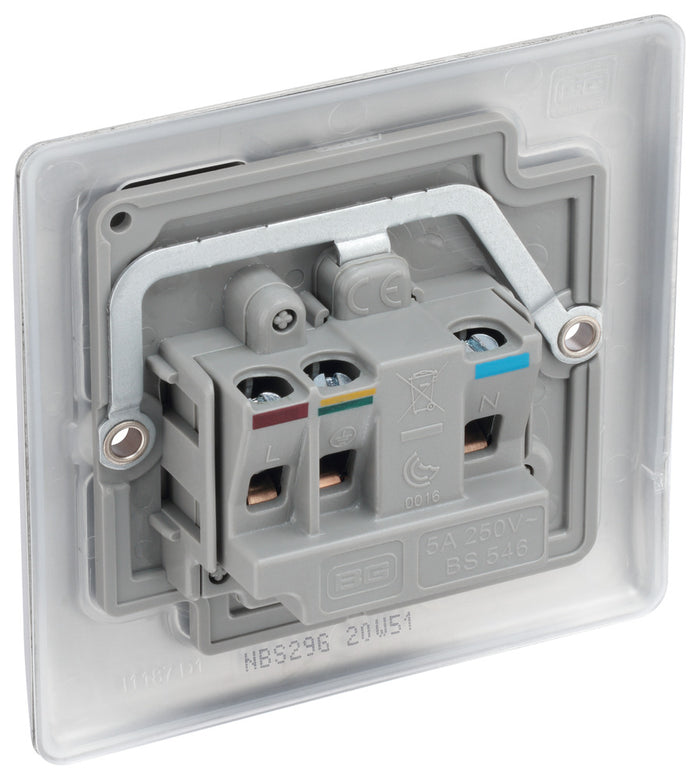 BG NBS29G Nexus Metal Brushed Steel Single Round Pin Unswitched 5A Socket