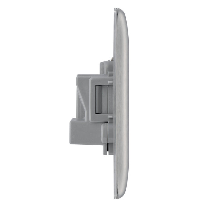 BG NBS29G Nexus Metal Brushed Steel Single Round Pin Unswitched 5A Socket
