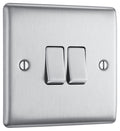 BG NBS42 Nexus Metal Brushed Steel Double Switch, 10Ax 2 Way
