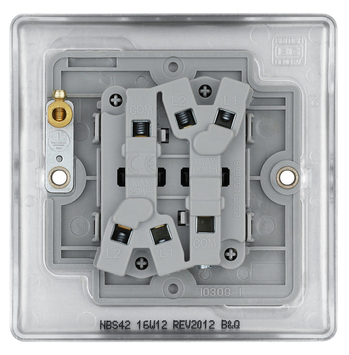 BG NBS42 Nexus Metal Brushed Steel Double Switch, 10Ax 2 Way