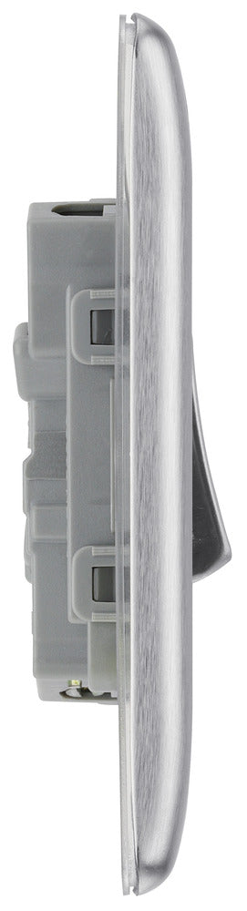 BG NBS42 Nexus Metal Brushed Steel Double Switch, 10Ax 2 Way