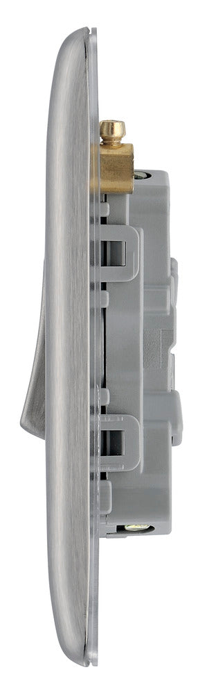 BG NBS43 Nexus Metal Brushed Steel Triple Switch, 10Ax 2 Way