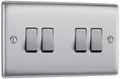 BG NBS44 Nexus Metal Brushed Steel Quadruple Switch, 10Ax 2 Way