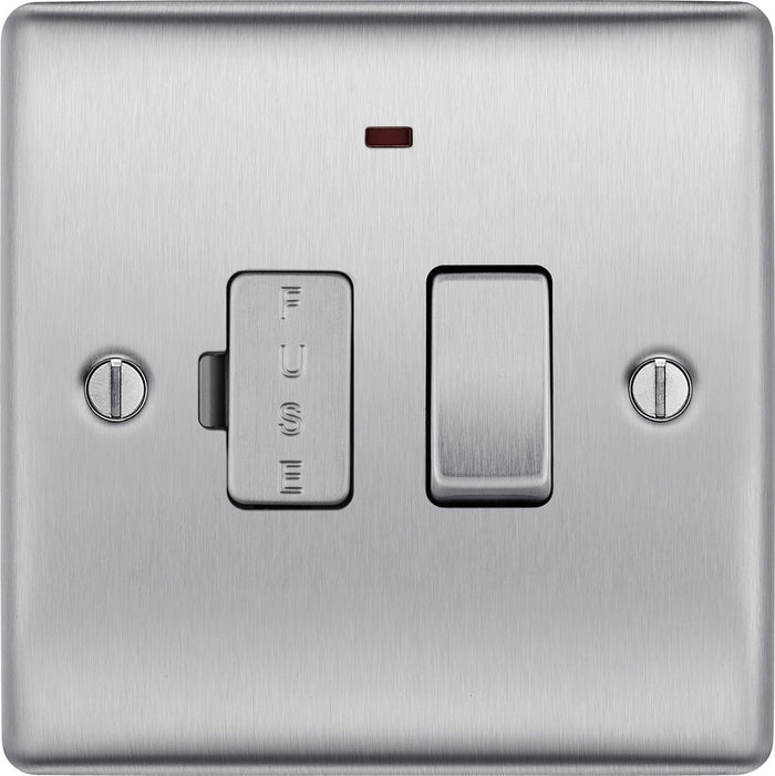 BG NBS52 Nexus Metal Brushed Steel Swi. 13A Fused Conn. Unit, w- Power Indicator