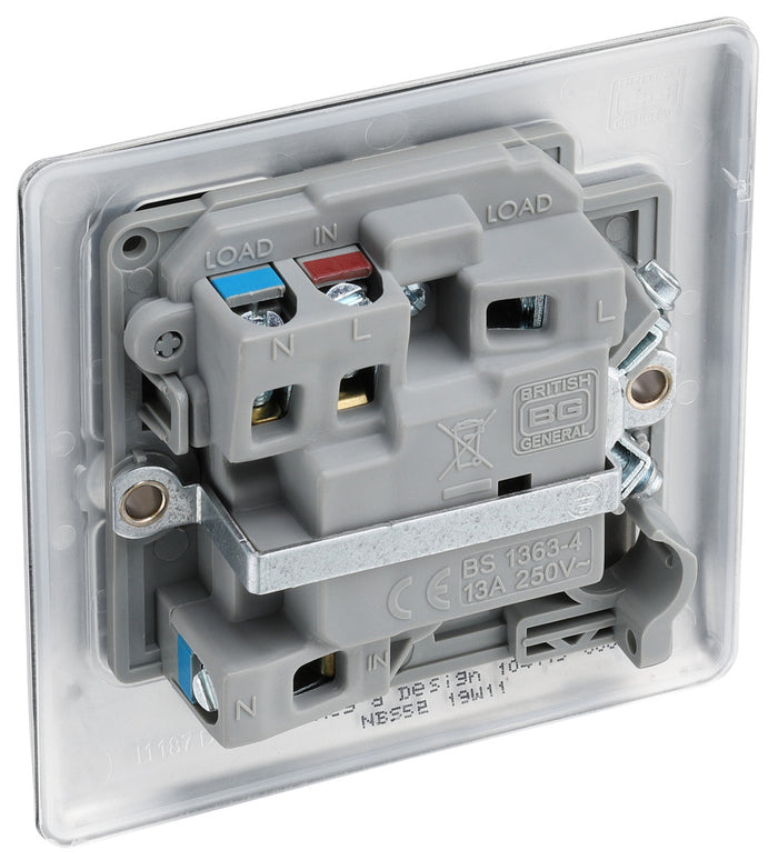 BG NBS52 Nexus Metal Brushed Steel Swi. 13A Fused Conn. Unit, w- Power Indicator