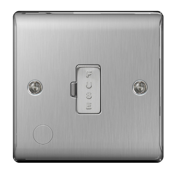 BG NBS55 Nexus Metal Brushed Steel Unswi. 13A Fused Conn. Unit w- Cable Outlet