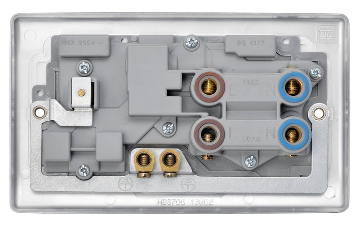 BG NBS70W Nexus Metal Brushed Steel 45A Cook. Control Unit w- Swi. 13A Power Skt. + Neon