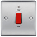 BG NBS74 Nexus Metal Brushed Steel 45A Square Cooker Control Unit, With Power Indicator