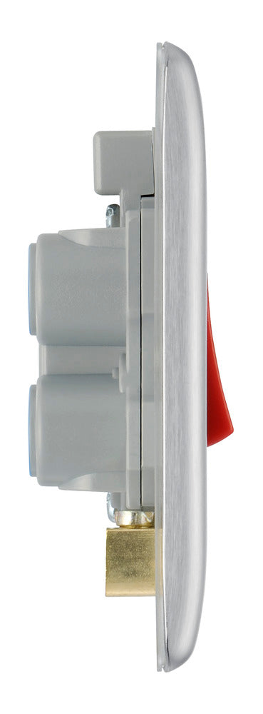 BG NBS74 Nexus Metal Brushed Steel 45A Square Cooker Control Unit, With Power Indicator