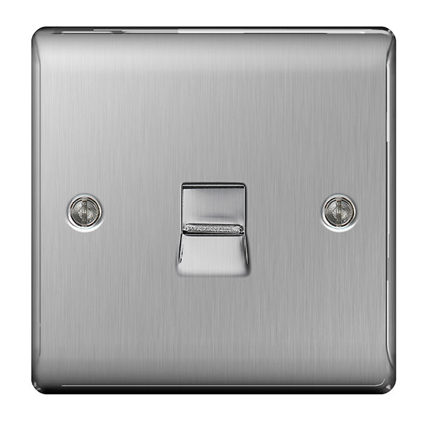 BG NBSBTS1 Nexus Metal Brushed Steel 1 Gang Slave Telephone Socket