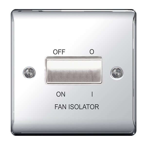 BG NPC15 Nexus Metal Polished Chrome Triple Pole Fan Isolator Switch, 10A