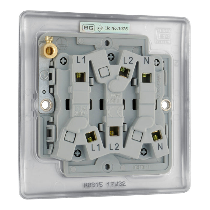 BG NPC15 Nexus Metal Polished Chrome Triple Pole Fan Isolator Switch, 10A