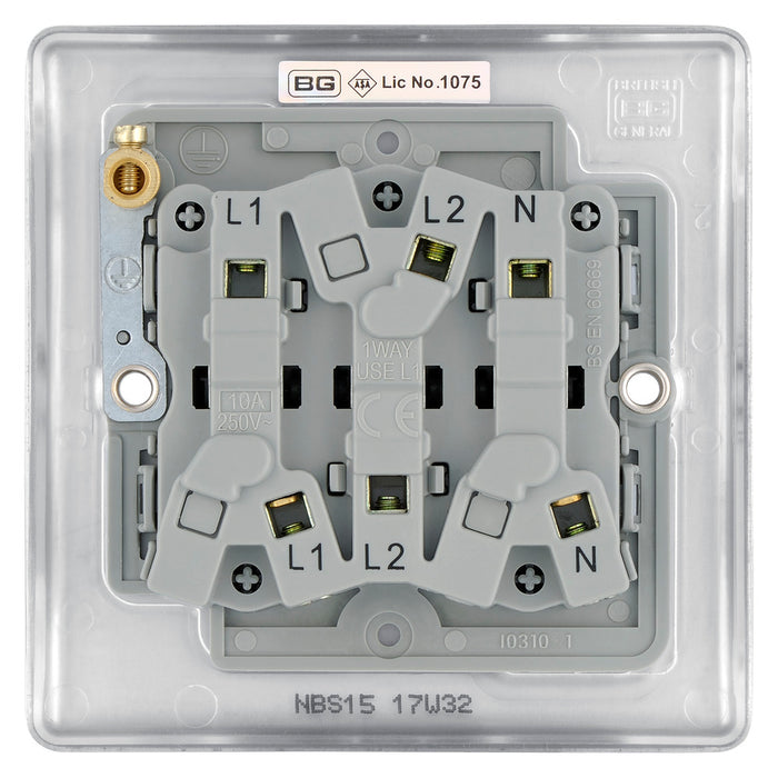 BG NPC15 Nexus Metal Polished Chrome Triple Pole Fan Isolator Switch, 10A